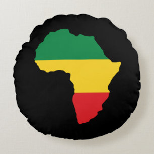 Flagga för grönt, Guld och röd Afrika Rund Kudde