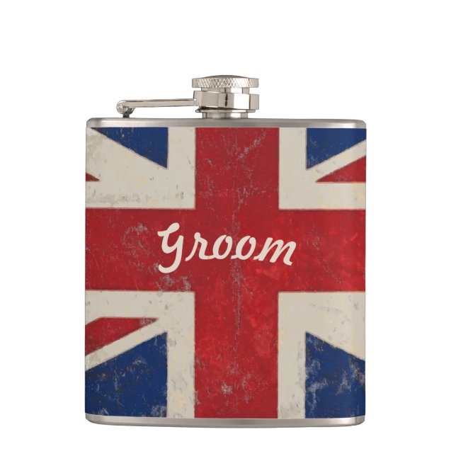 Flagga för Groom Flask UK-Vintage Fickplunta (Framsidan)