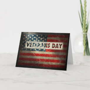 Flagga för Grunge för veterandagamerikan Tack Kort