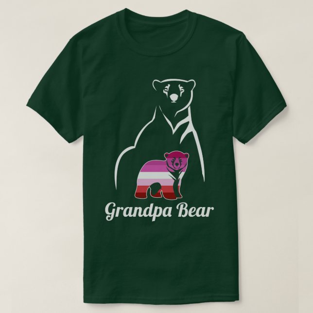 Flagga för HBT-Lesbisk Grandpa Bear Lesbisk Pride  T Shirt (Design framsida)