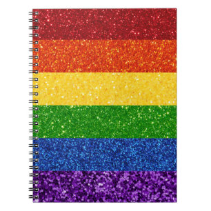 Flagga för HBT-regnbågregat i Glitter Anteckningsbok