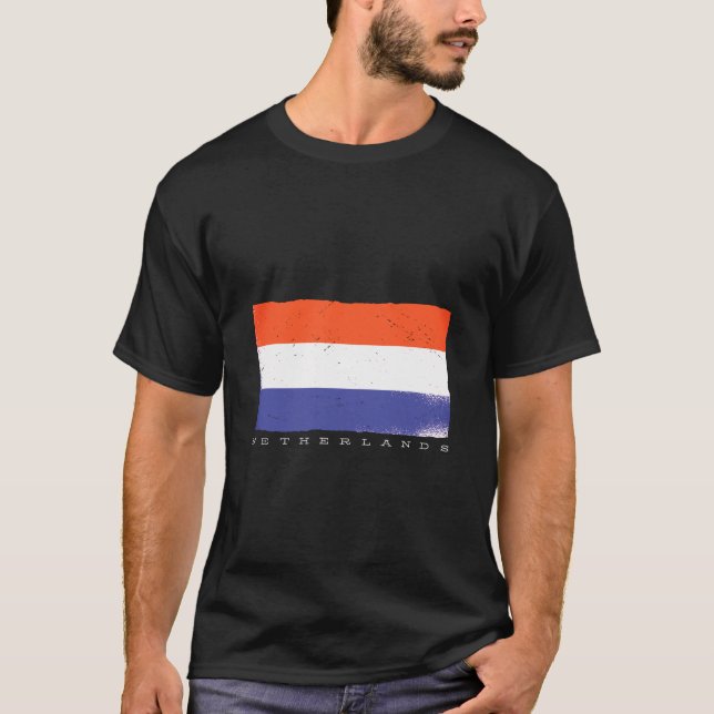 Flagga för Holland med Nederländerna text T Shirt (Framsida)