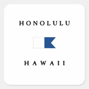 Flagga för Honolulu Hawaii alfabetiskdyk Fyrkantigt Klistermärke