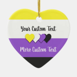 Flagga för icke-binärt pride med textdekorering julgransprydnad keramik