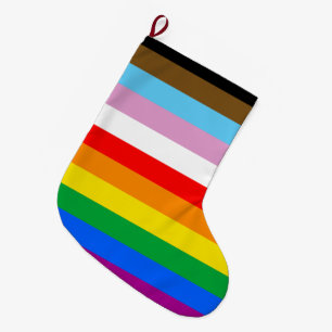 Flagga FÖR INKLUDERANDE AV HBT-PRIDE Stor Julstrumpa