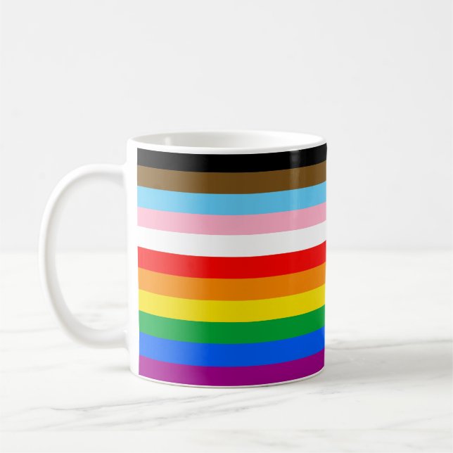 Flagga för inkluderande Pride i HBT-teknik+ Kaffemugg (Vänster)