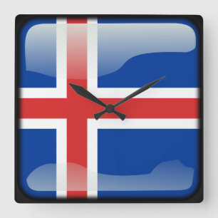 Flagga för Island Fyrkantig Klocka