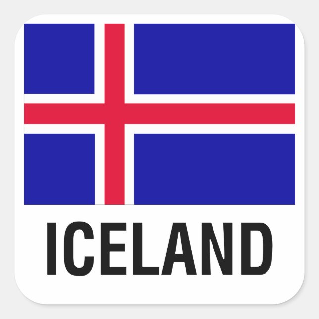 FLAGGA för ISLAND Fyrkantigt Klistermärke (Framsida)