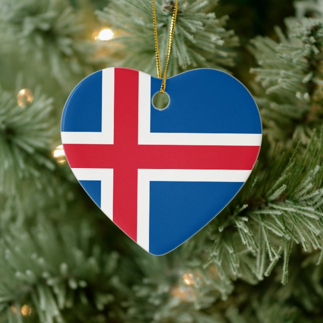 Flagga för Island Julgransprydnad Keramik (Träd)