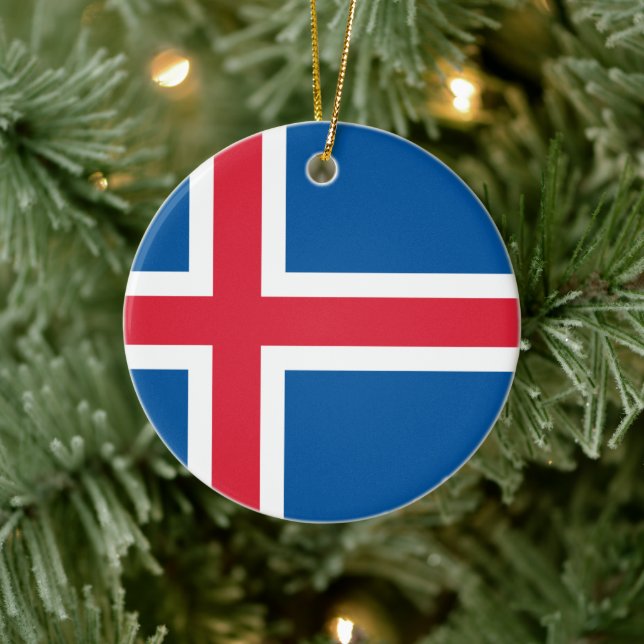 Flagga för Island Julgransprydnad Keramik (Träd)