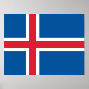 Flagga för Island Poster