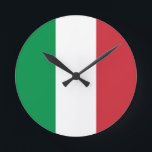Flagga för italien rund klocka<br><div class="desc">Flagga för italien</div>