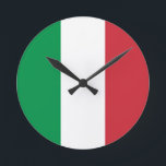 Flagga för italien rund klocka<br><div class="desc">Flagga för italien</div>