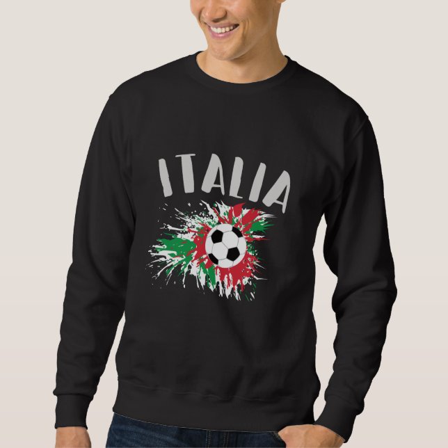 Flagga för italiens fotbolls-buss lång ärmad tröja (Framsida)