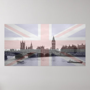 Flagga för jack för London horisont facklig Poster