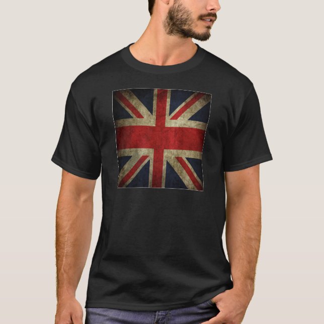 Flagga för jack för UK för gammal antikvitet T Shirt (Framsida)