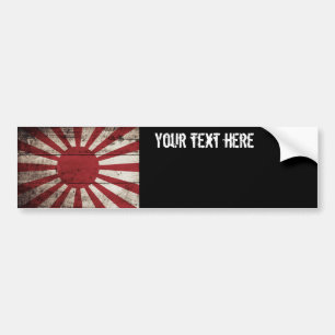 Flagga för Japan resningsol på gammalt Wood korn Bildekal