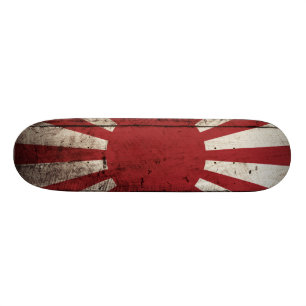 Flagga för Japan resningsol på gammalt Wood korn Mini Skateboard Bräda 18,5 Cm