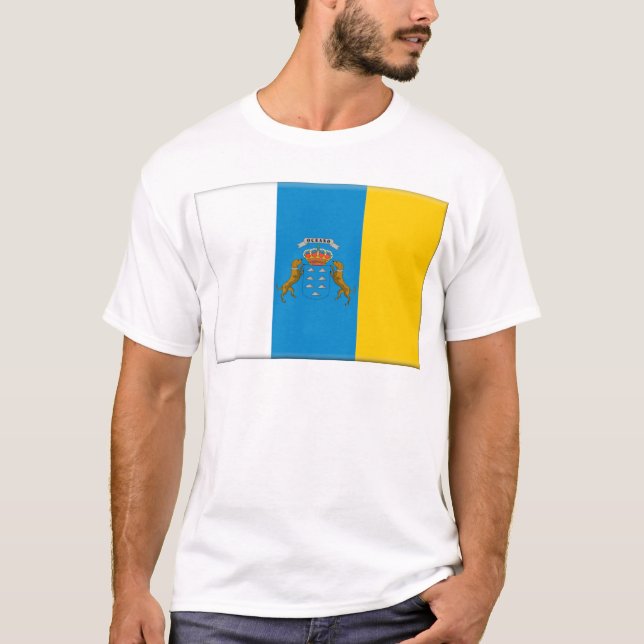 Flagga för kanariefågelöar (Spanien) Tee Shirt (Framsida)