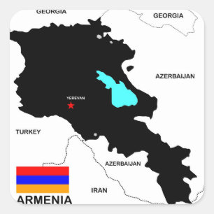 flagga för karta för armenia land politisk fyrkantigt klistermärke
