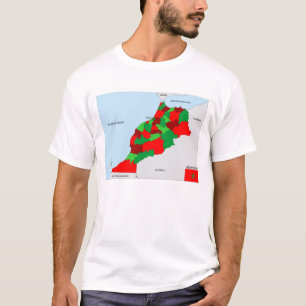 flagga för karta för morocco land politisk svart tee