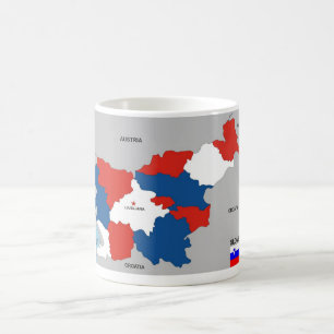 flagga för karta för slovenia land politisk kaffemugg