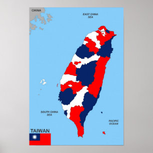 flagga för karta för taiwan land politisk poster