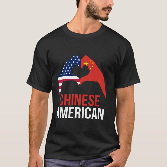 Flagga för kinesisk amerikansk China T Shirt (Framsida)