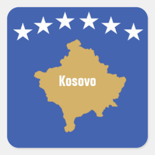 Flagga för Kosovo Fyrkantigt Klistermärke