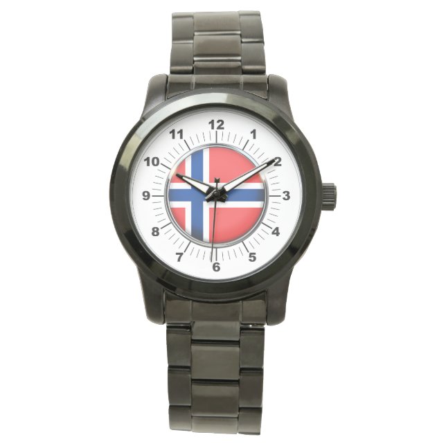 Flagga för kvinnors Norge Oversized Black Watch Armbandsur (Framsida)