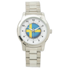 Flagga för kvinnors Sverige Oversized Silver Watch Armbandsur
