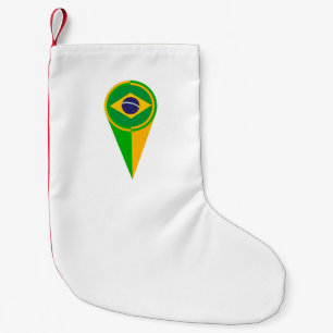 Flagga för läge för Brasilien kartapekare Liten Julstrumpa