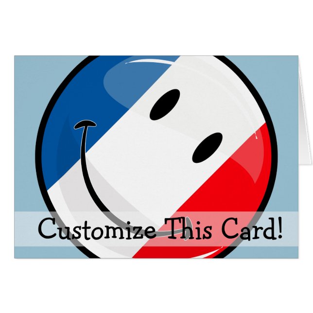 Flagga för leende Fransk Hälsningskort (Framsidan Horizontal)