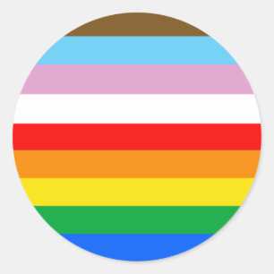 Flagga för LGBTQ+-förlopp Runt Klistermärke