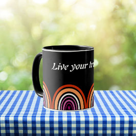 Flagga för LGBTQ-Lesbisk: Lev ditt verkliga självk Mugg