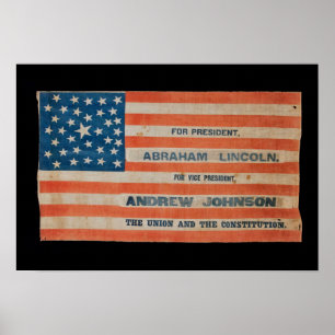 Flagga för Lincoln Johnson kampanjbaner Poster