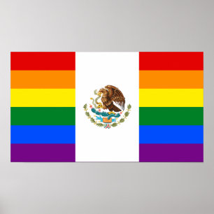 Flagga för Mexico LGBT gay prideregnbåge Poster