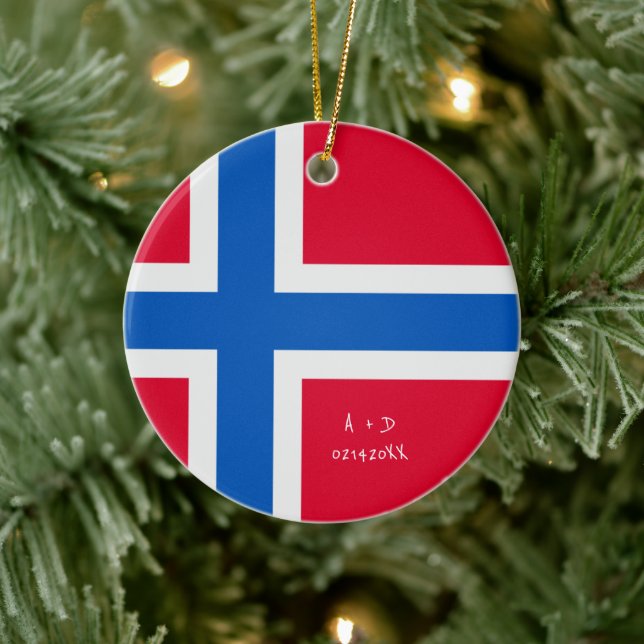 Flagga för Norge av anpassningsbar Julgransprydnad Keramik (Träd)