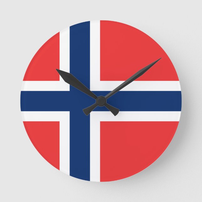 Flagga för norge rund klocka (Framsida)