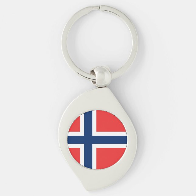 Flagga för norge swirl silverfärgad nyckelring (Framsidan)