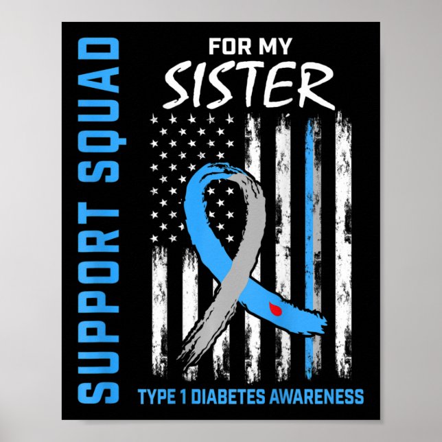 Flagga för ökad medvetenhet om diabetes av typ 1 poster (Framsidan)
