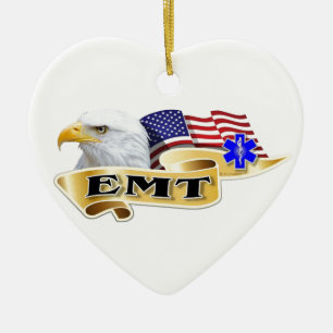 Flagga för örn för EMT-amerikanpride Julgransprydnad Keramik