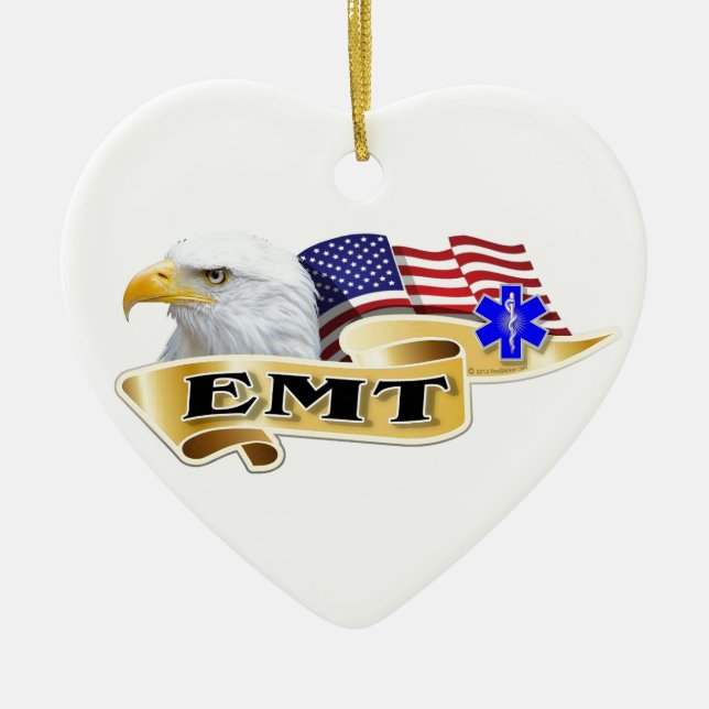 Flagga för örn för EMT-amerikanpride Julgransprydnad Keramik (Framsidan)