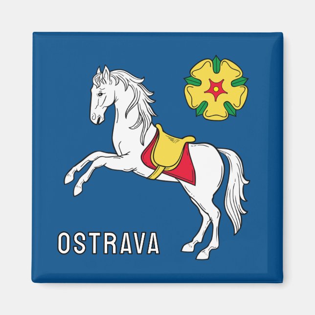 Flagga för Ostrava, Tjeckien Magnet (Framsidan)