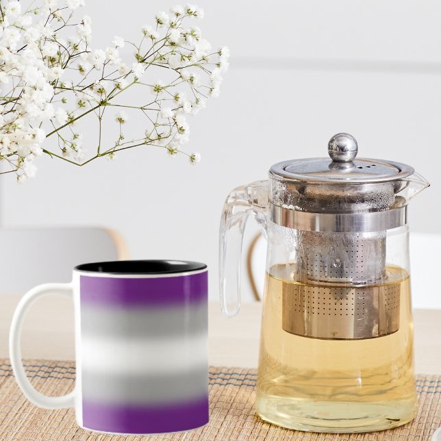 Flagga för övertoningsgreysexual-Pride - Greysexua Två-Tonad Mugg (Skapare uppladdad)