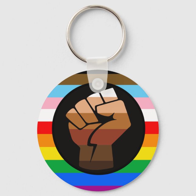 Flagga för POC-Pride för LGBTQ+-förlopp Nyckelring (Framsida)