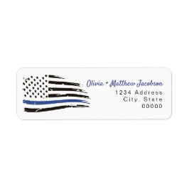 Flagga för polisens vattenfärg Thin Blue Line Returadress Etikett