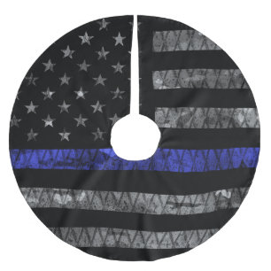 Flagga för polistrådar i blå linje julgransmatta borstad polyester