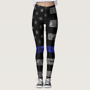 Flagga för polistrådar i blå linje leggings