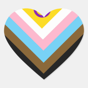 Flagga för Pride av inkluderande intersexualitet Hjärtformat Klistermärke